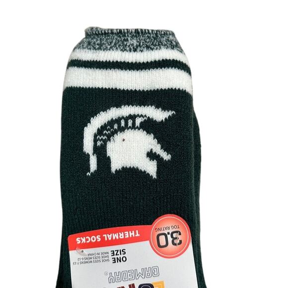 Muk Luks GameDay Michigan State Spartans Thermal Lined Soft Socks Green White - Picture 2 of 5